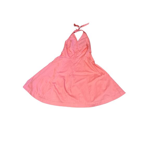 Isaac Mizrahi Women's 12 Sleeveless Coral peach Halter midi Dress Fit and flare* - Picture 5 of 11